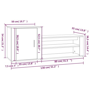 vidaXL Παπουτσοθήκη Μαύρη 130x35x54cm από Επεξεργασμένο Ξύλο