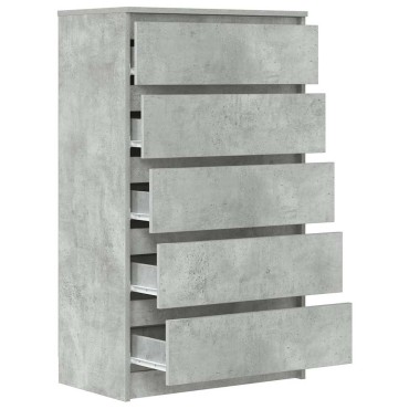 vidaXL Συρταριέρα Γκρι Σκυροδέματος 60x36x103cm Επεξεργασμένο Ξύλο 1 τεμ.