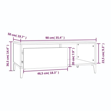 vidaXL Τραπεζάκι Σαλονιού Γκρι Σκυροδ. 90x50x36,5cm Επεξεργ. Ξύλο 1 τεμ.