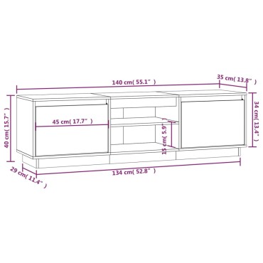 vidaXL Έπιπλο Τηλεόρασης 140x35x40cm από Μασίφ Ξύλο Πεύκου
