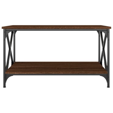 vidaXL Τραπεζάκι Σαλονιού Καφέ Δρυς 80x50x45cm Επεξ. Ξύλο + Σίδηρος 1 τεμ.