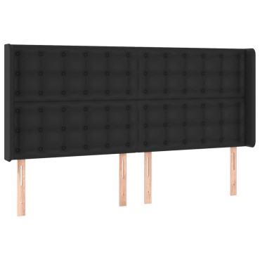 vidaXL Κρεβάτι Boxspring με Στρώμα & LED Μαύρο 160x200 εκ. Συνθ. Δέρμα
