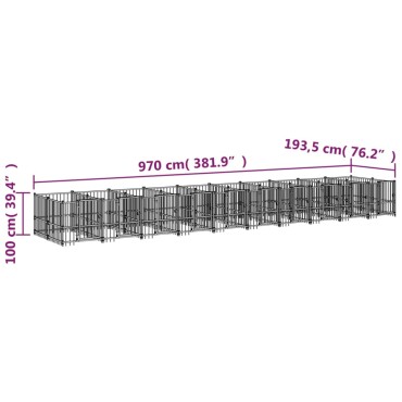 vidaXL Κλουβί Σκύλου Εξωτερικού Χώρου 18,77 μ² από Ατσάλι