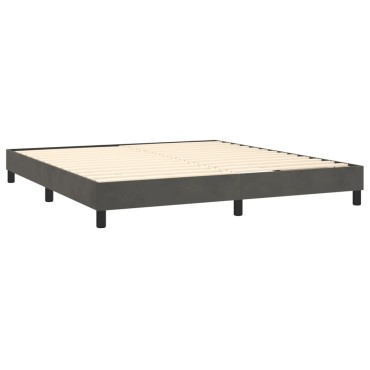 vidaXL Κρεβάτι Boxspring με Στρώμα & LED Σκ. Γκρι 180x200εκ. Βελούδινο