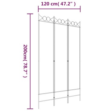 vidaXL Διαχωριστικό Δωματίου με 3 Πάνελ Λευκό 120x200cm Υφασμάτινο 1 τεμ.