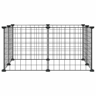 vidaXL Κλουβί Κατοικίδιων 8 Πάνελ Μαύρο Ατσάλινο 35x35 εκ.