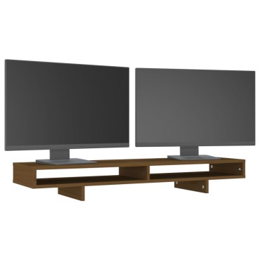 vidaXL Βάση Οθόνης Καφέ Μελί 100 x 27 x 14 εκ. από Μασίφ Ξύλο Πεύκου