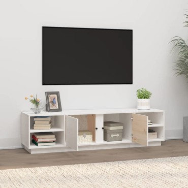 vidaXL Έπιπλο Τηλεόρασης Λευκό 156x40x40cm από Μασίφ Ξύλο Πεύκου