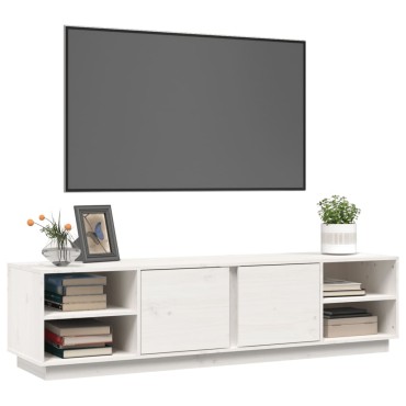 vidaXL Έπιπλο Τηλεόρασης Λευκό 156x40x40cm από Μασίφ Ξύλο Πεύκου