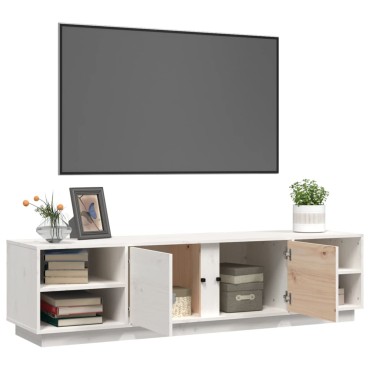 vidaXL Έπιπλο Τηλεόρασης Λευκό 156x40x40cm από Μασίφ Ξύλο Πεύκου