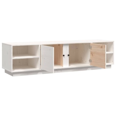 vidaXL Έπιπλο Τηλεόρασης Λευκό 156x40x40cm από Μασίφ Ξύλο Πεύκου