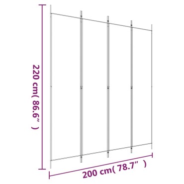 vidaXL Διαχωριστικό Δωματίου με 4 Πάνελ Λευκό 200x220cm Υφασμάτινο 1 τεμ.