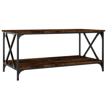 vidaXL Τραπεζάκι Σαλονιού Καπνιστή Δρυς 100x50x45cm Επεξεργασμ. Ξύλο 1 τεμ.