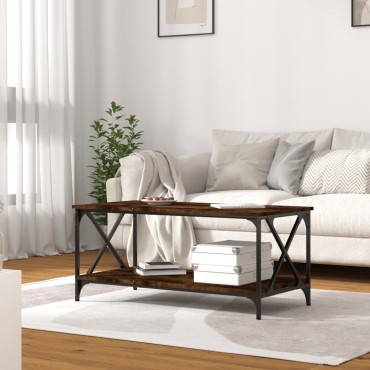 vidaXL Τραπεζάκι Σαλονιού Καπνιστή Δρυς 100x50x45cm Επεξεργασμ. Ξύλο 1 τεμ.