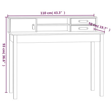 vidaXL Γραφείο 110x50x93cm από Μασίφ Ξύλο Πεύκου 1 τεμ.