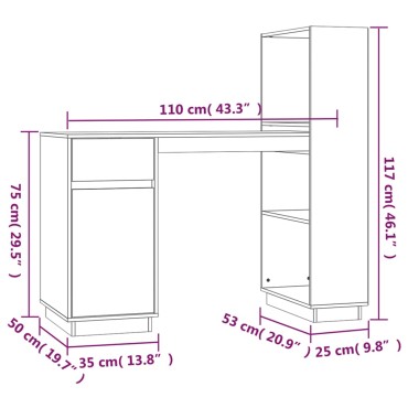 vidaXL Γραφείο 110x53x117cm από Μασίφ Ξύλο Πεύκου 1 τεμ.