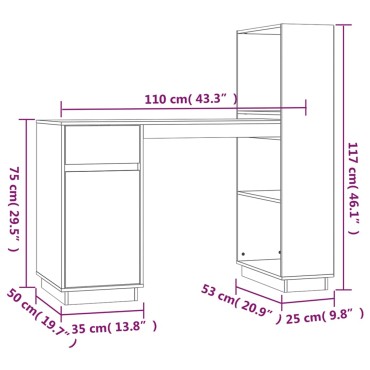 vidaXL Γραφείο 110x53x117cm από Μασίφ Ξύλο Πεύκου 1 τεμ.