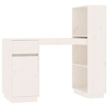 vidaXL Γραφείο Λευκό 110x53x117cm από Μασίφ Ξύλο Πεύκου 1 τεμ.