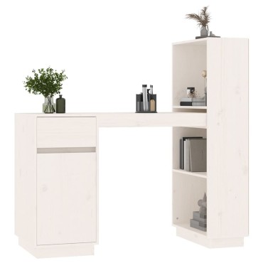 vidaXL Γραφείο Λευκό 110x53x117cm από Μασίφ Ξύλο Πεύκου 1 τεμ.