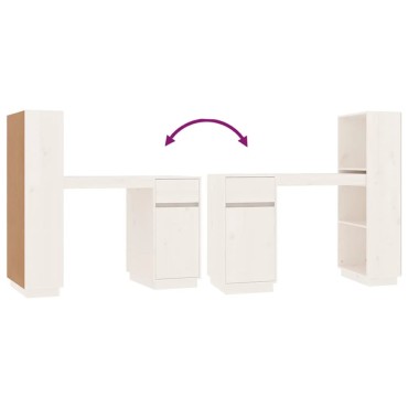 vidaXL Γραφείο Λευκό 110x53x117cm από Μασίφ Ξύλο Πεύκου 1 τεμ.