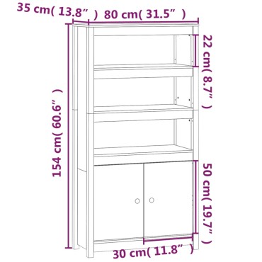 vidaXL Ντουλάπι Ψηλό 80x35x154cm από Μασίφ Ξύλο Πεύκου 1 τεμ.