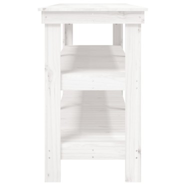 vidaXL Πάγκος Εργασίας Λευκός 181 x 50 x 80 εκ. από Μασίφ Ξύλο Πεύκου