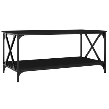 vidaXL Τραπεζάκι Σαλονιού Μαύρο 100x50x45cm Επεξ. Ξύλο & Σίδηρος 1 τεμ.