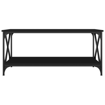vidaXL Τραπεζάκι Σαλονιού Μαύρο 100x50x45cm Επεξ. Ξύλο & Σίδηρος 1 τεμ.