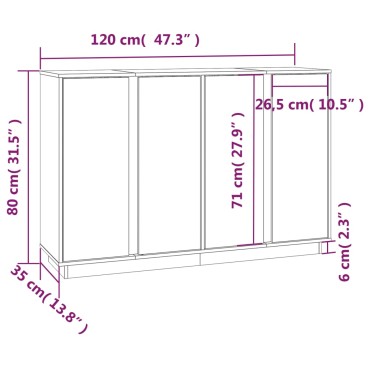 vidaXL Μπουφές 120x35x80cm από Μασίφ Ξύλο Πεύκου 1 τεμ.