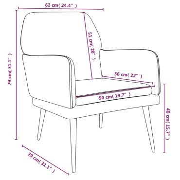 vidaXL Πολυθρόνα Ανοιχτό Γκρι 62x79x 79cm Βελούδινη 1 τεμ.