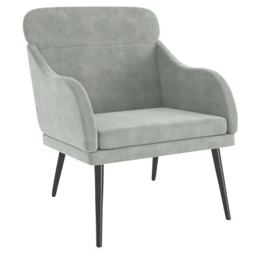vidaXL Πολυθρόνα Ανοιχτό Γκρι 63x76x80cm Βελούδινη 1 τεμ.