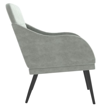vidaXL Πολυθρόνα Ανοιχτό Γκρι 63x76x80cm Βελούδινη 1 τεμ.