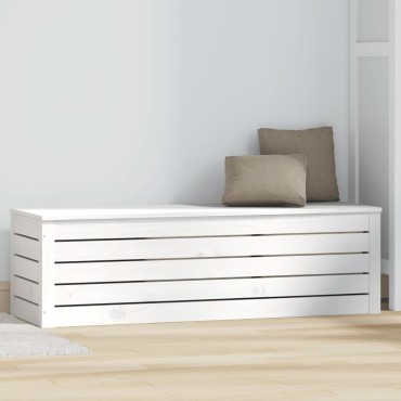 vidaXL Κουτί Αποθήκευσης Λευκό 109x36,5x33cm από Μασίφ Ξύλο Πεύκου 1 τεμ.