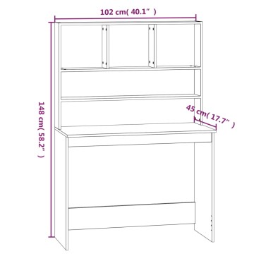 vidaXL Γραφείο με Ράφια Λευκό 102x45x148cm από Επεξεργασμένο Ξύλο 1 τεμ.