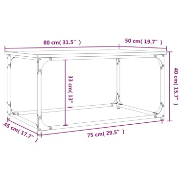 vidaXL Τραπεζάκι Σαλονιού Καφέ Δρυς 80x50x40cm Επεξεργασμ. Ξύλο 1 τεμ.