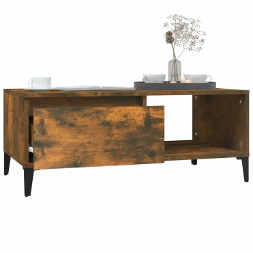 vidaXL Τραπεζάκι Σαλονιού Καπνιστή Δρυς 90x50x36,5cm Επεξεργ. Ξύλο 1 τεμ.