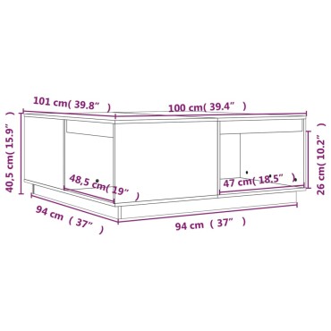 vidaXL Τραπεζάκι Σαλονιού 100x101x40,5cm από Μασίφ Ξύλο Πεύκου 1 τεμ.