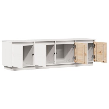 vidaXL Έπιπλο Τηλεόρασης Λευκό 156x37x45cm από Μασίφ Ξύλο Πεύκου