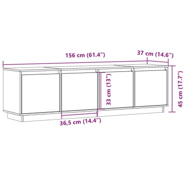 vidaXL Έπιπλο Τηλεόρασης Λευκό 156x37x45cm από Μασίφ Ξύλο Πεύκου