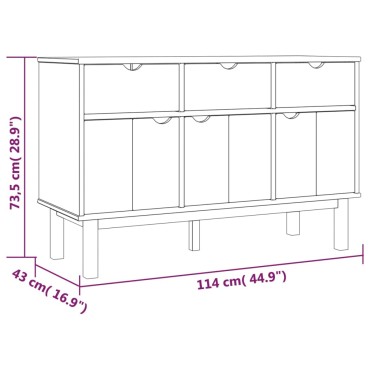 vidaXL Ντουλάπι OTTA 114x43x73,5cm από Μασίφ Ξύλο Πεύκου 1 τεμ.