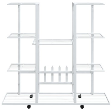 vidaXL Βάση Λουλουδιών με Ρόδες 94,5 x 24,5 x 91,5 εκ. Λευκή Σιδερένια