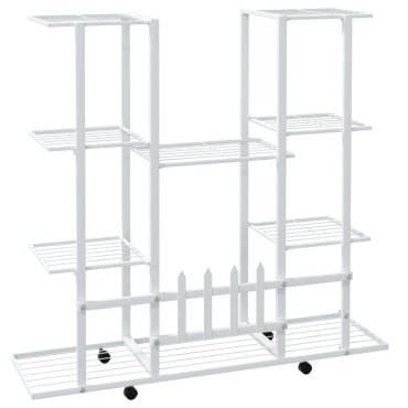 vidaXL Βάση Λουλουδιών με Ρόδες 94,5 x 24,5 x 91,5 εκ. Λευκή Σιδερένια