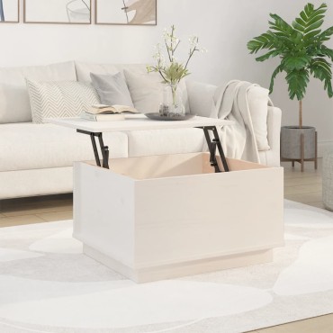 vidaXL Τραπεζάκι Σαλονιού Λευκό 60x50x35cm από Μασίφ Ξύλο Πεύκου 1 τεμ.
