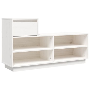 vidaXL Παπουτσοθήκη Λευκή 110x34x61cm από Μασίφ Ξύλο Πεύκου