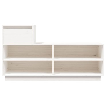 vidaXL Παπουτσοθήκη Λευκή 110x34x61cm από Μασίφ Ξύλο Πεύκου