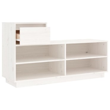 vidaXL Παπουτσοθήκη Λευκή 110x34x61cm από Μασίφ Ξύλο Πεύκου