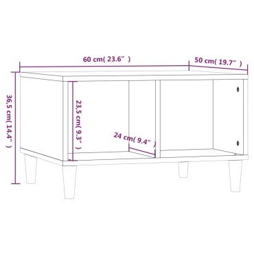 vidaXL Τραπεζάκι Σαλονιού Γκρι Σκυρ. 60x50x36,5cm Επεξεργ. Ξύλο 1 τεμ.