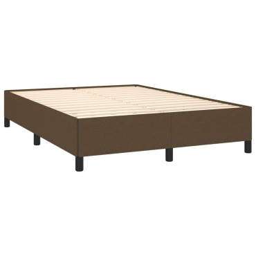 vidaXL Κρεβάτι Boxspring με Στρώμα Σκούρο Καφέ 140x190 εκ. Υφασμάτινο