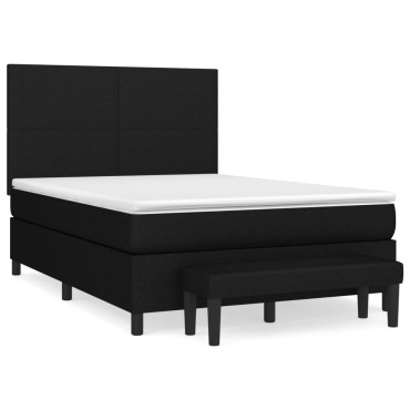 vidaXL Κρεβάτι Boxspring με Στρώμα Μαύρο 140x190cm Υφασμάτινο 1 τεμ. - Μονό