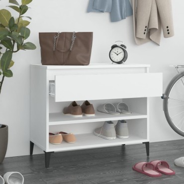 vidaXL Παπουτσοθήκη Λευκή 70x36x60cm από Επεξεργασμένο Ξύλο